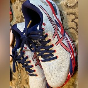 ASICS size 6 Red White and Blue